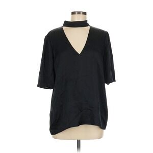 Paige Black Silk Top‎ Medium Short Sleeve V Neck Cut Out Choker Tunic